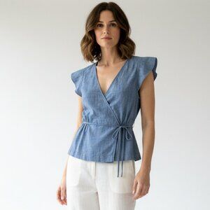 J. Crew Blue Wrap Blouse